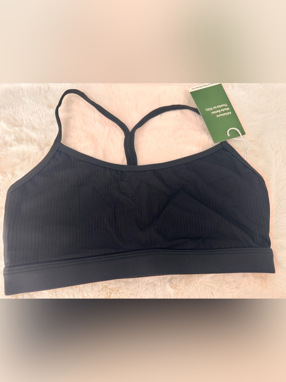 Halara Seamless Ribbed Black sport  bra size XS NWT